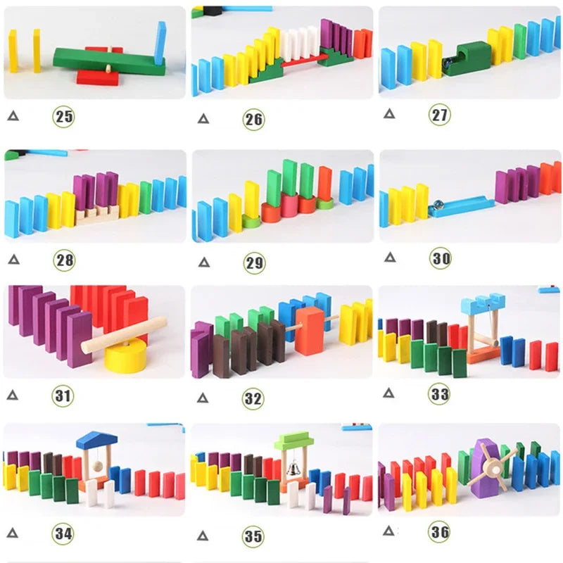 Regenboog Houten Domino Set โ Kleurrijk Educatief Speelgoed Kind