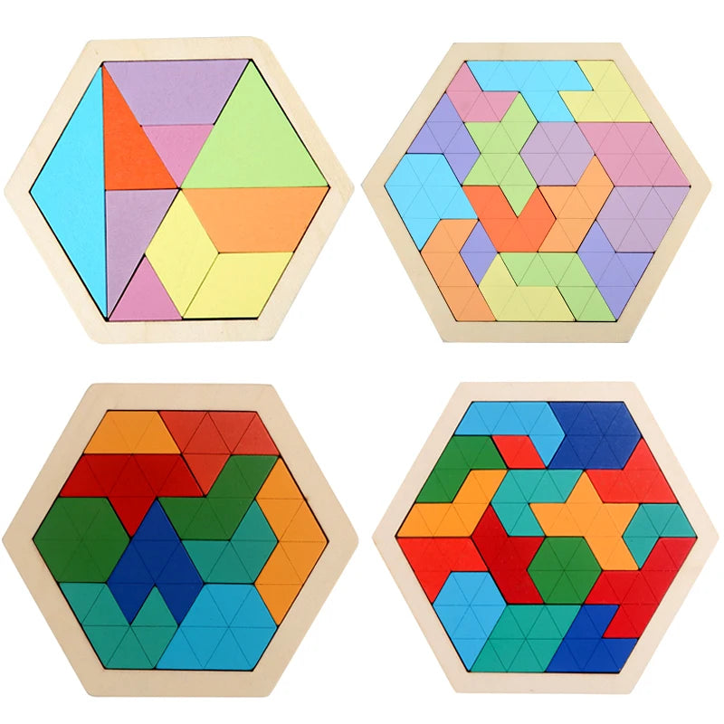 Montessori 3D Tangram – Houten Puzzel voor Kinderen van 3-6 Jaar