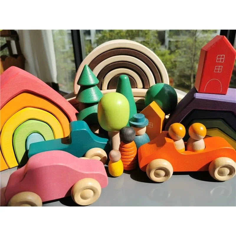 Montessori Houten Regenboog Stapelblokken – Duurzaam & Educatief