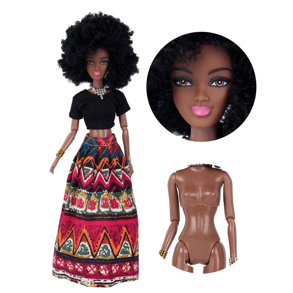 Afrikaanse Pop met Beweegbare Gewrichten – Flexibele Speelpop 30cm