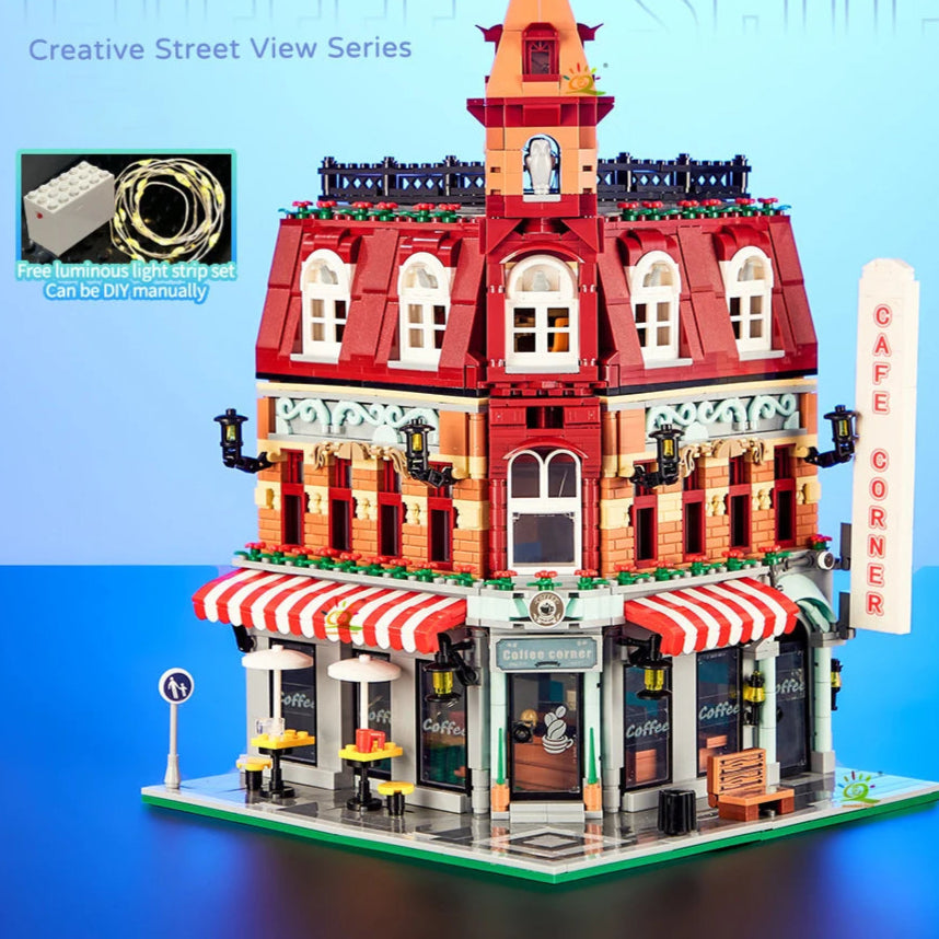 City Corner Coffee Bouwset – Mini Café Speelgoed | 14+ | MOC Style