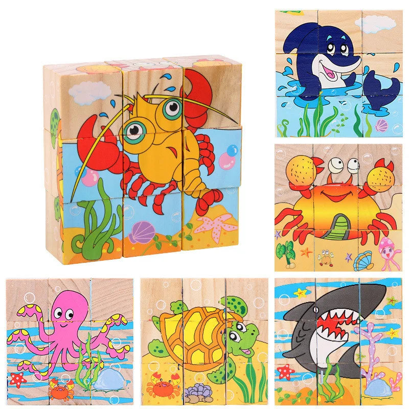 Montessori Houten Blokkenpuzzel – Educatief Babyspeelgoed 4-6 Jaar