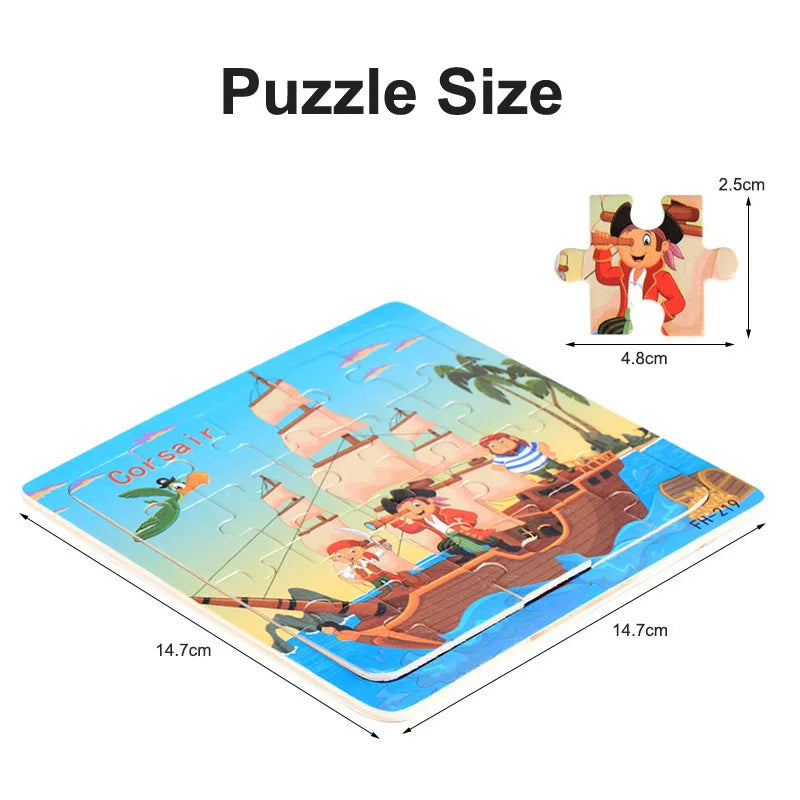 3D Houten Dierenpuzzel – 20 Stuks Cartoon Speelgoed (3-6 jaar)