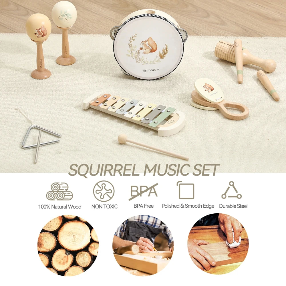 Montessori Muziekinstrumenten Baby – Houten Speelgoed 0-12 Maanden