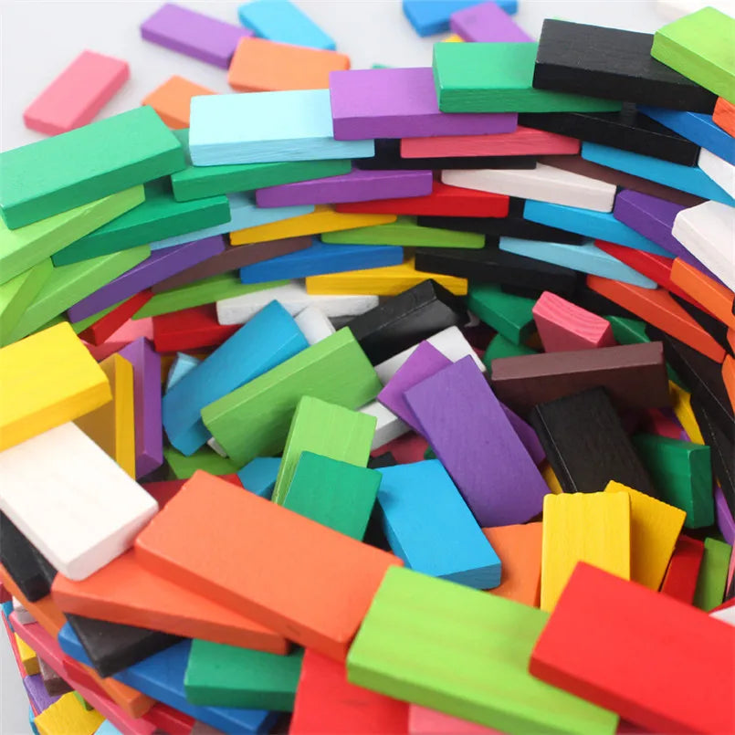 Regenboog Houten Domino Set – Montessori Speelgoed (120/240 stuks)