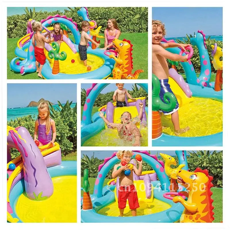 Opblaasbaar Kasteel Zwembad Kinderen – Met Glijbaan & Waterpret 3+