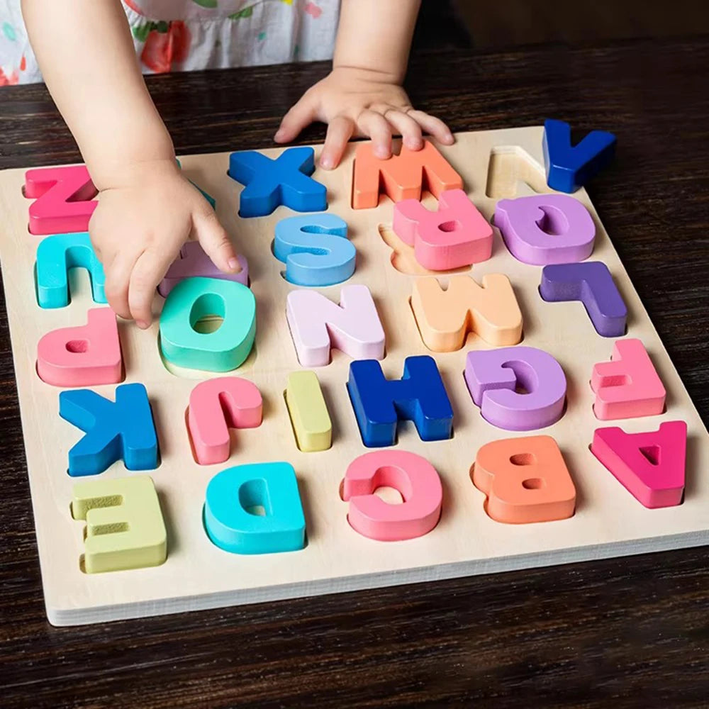 Houten Montessori Puzzel – Letters & Cijfers voor Kind (3-6 jaar)