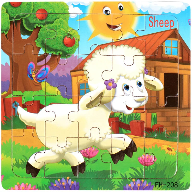 3D Houten Dierenpuzzel – 20 Stuks Cartoon Speelgoed (3-6 jaar)