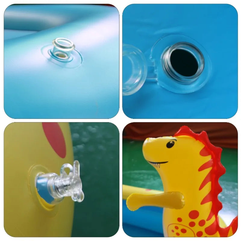 Opblaasbaar Dinosaurus Zwembad met Waterspray – PVC Kinderbad 3+