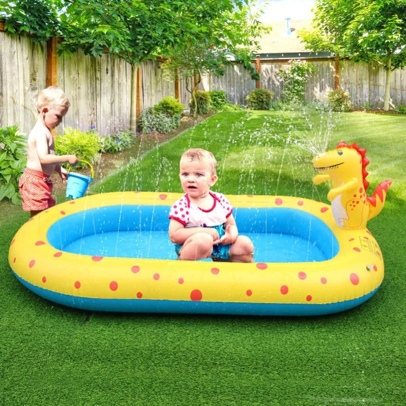 Opblaasbaar Dinosaurus Zwembad met Waterspray – PVC Kinderbad 3+