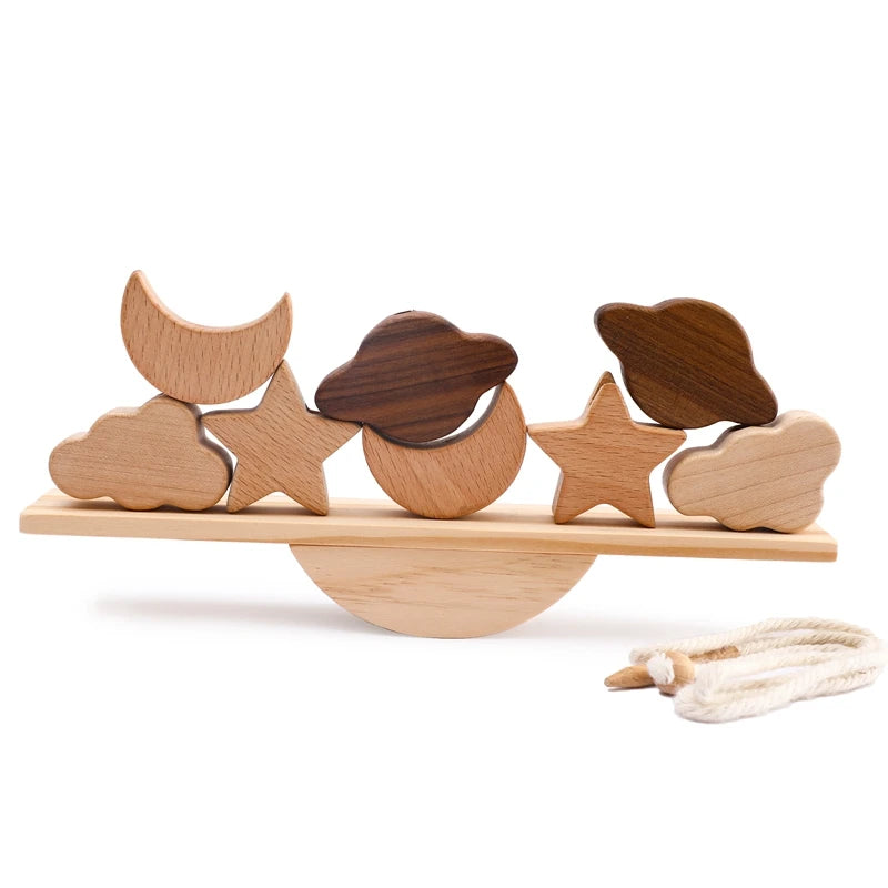 Houten Balance Board met Dieren & Rijgspel – Educatief Speelgoed