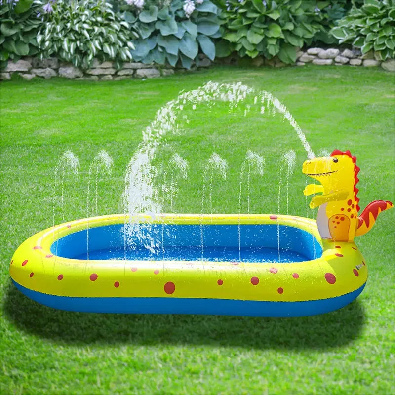 Opblaasbaar Dinosaurus Zwembad met Waterspray – PVC Kinderbad 3+