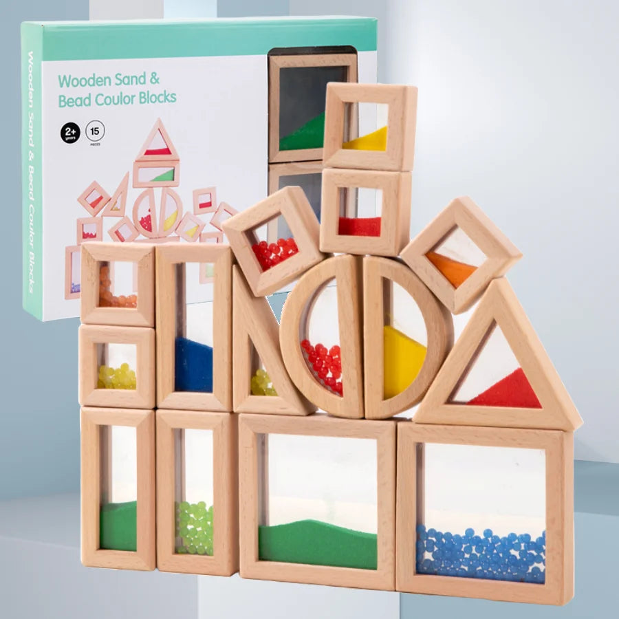 Regenboog Acryl Houten Bouwstenen – Montessori Speelgoed (0-3 jaar)