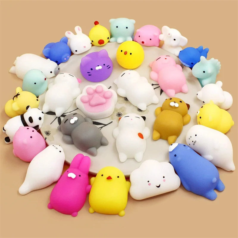 Mochi Squishies – Set van 5 t/m 50 Zachte Knijpfiguren voor Kinderen