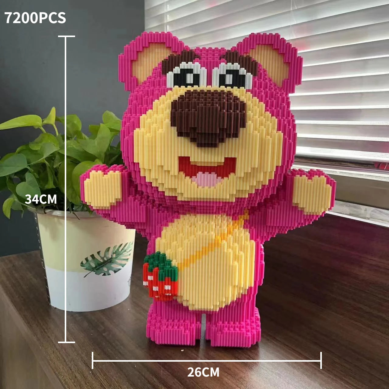 Aardbei Beer Bouwset 30CM – Compatibel met LEGO – Lotso Blokken