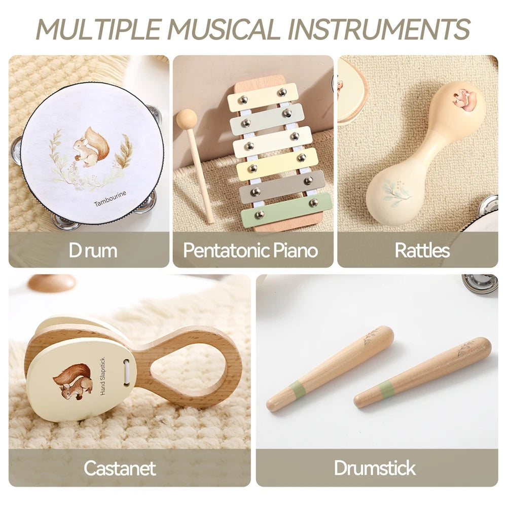 Montessori Muziekinstrumenten Baby – Houten Speelgoed 0-12 Maanden