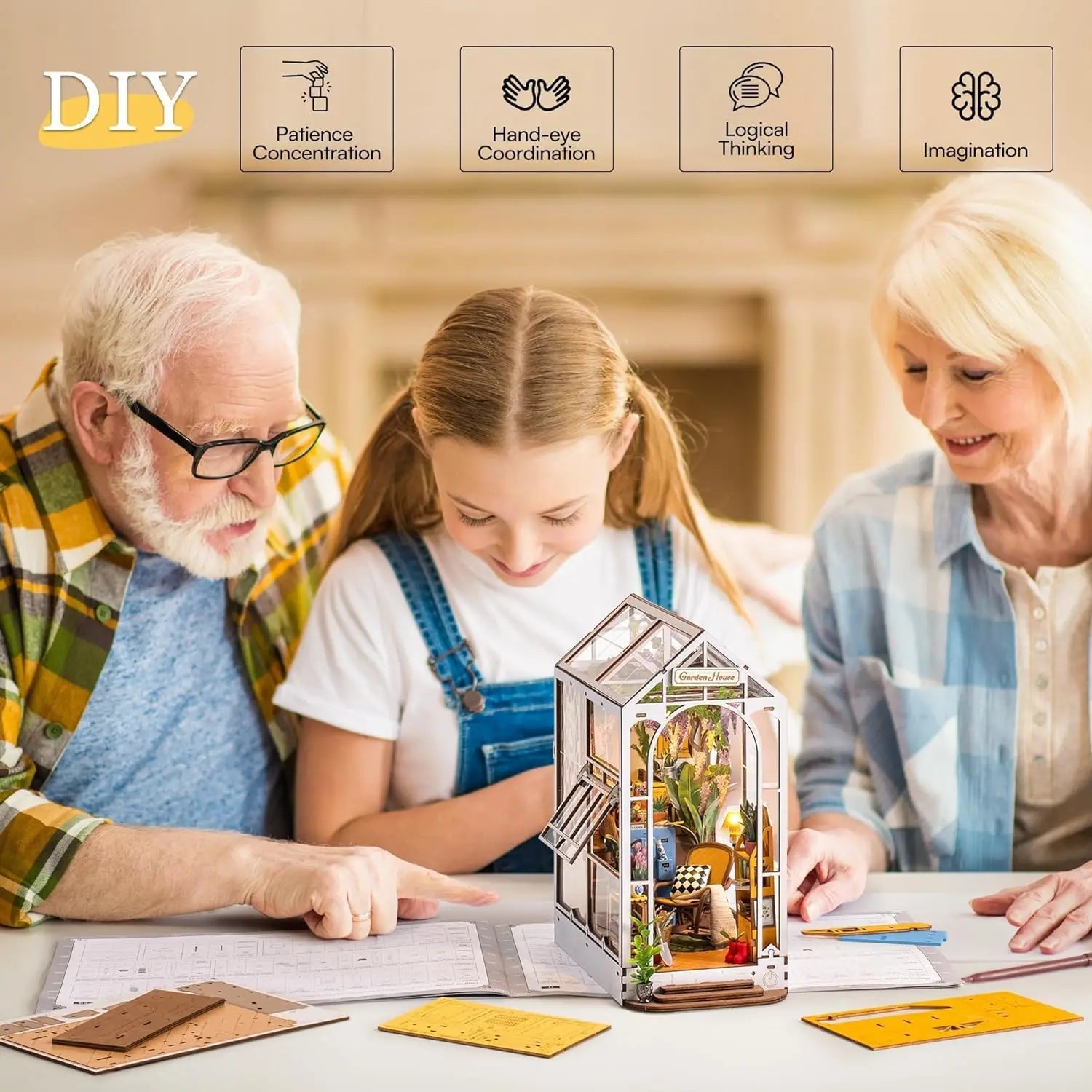 Robotime DIY Tuinhuis – Rolife Book Nook Miniatuur Bouwpakket
