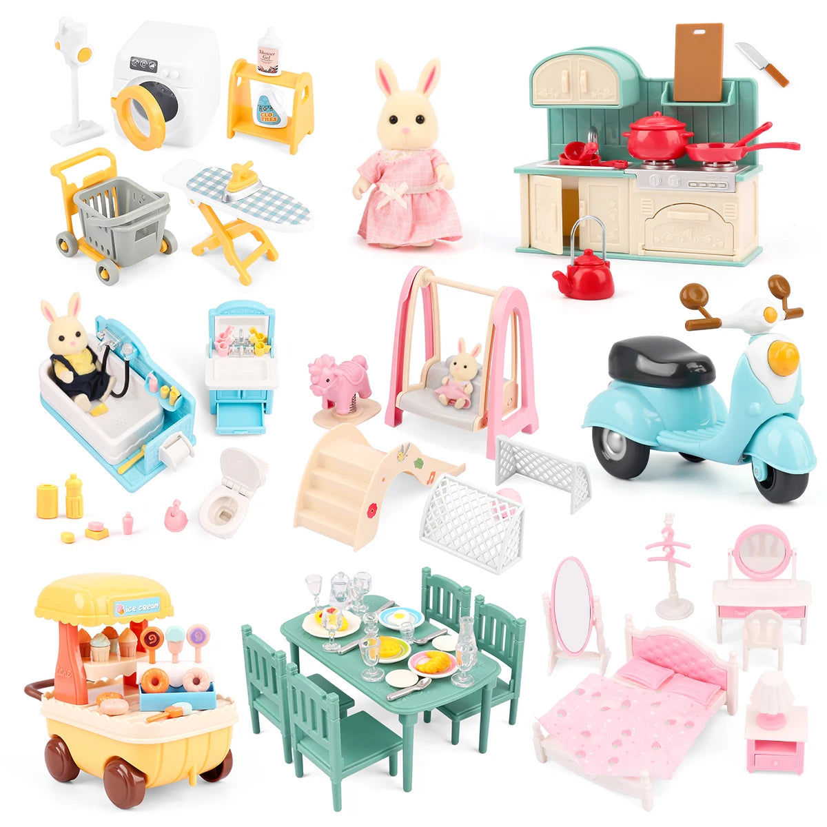 Miniatuur Meubels Poppenhuis – Keuken & Badkamer Set