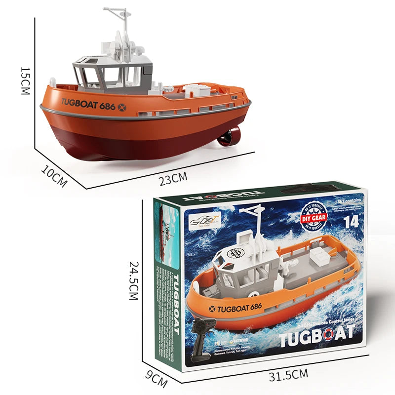 686 RC Sleepboot 1:72 – Draadloos bestuurbare boot met 2 motoren