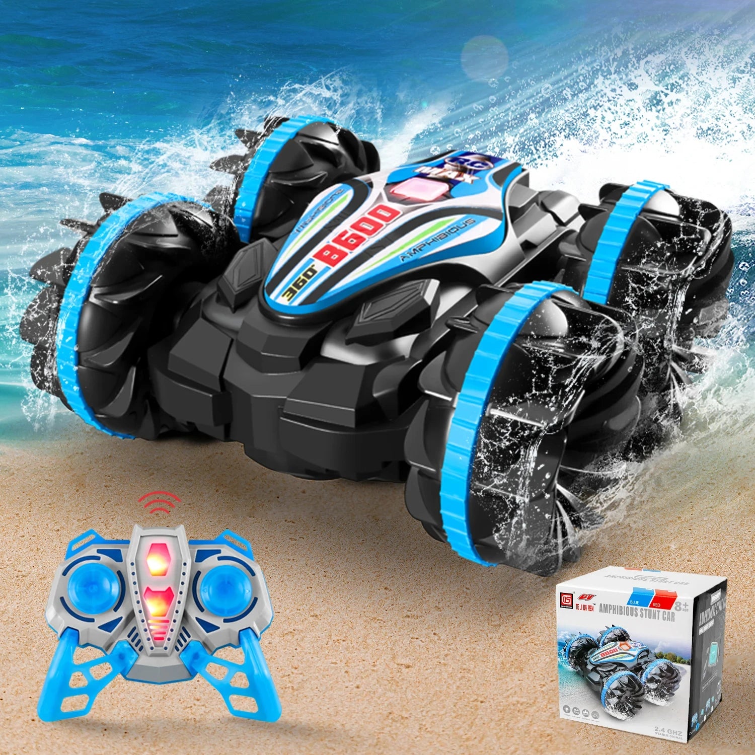Amfibische RC Stuntauto – 4WD Waterdicht 360° Speelgoedauto