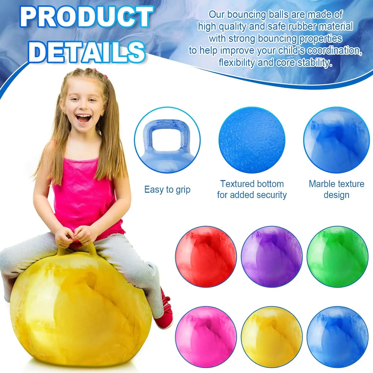 Grote Hopper Stuiterbal met Handvat โ Springbal voor Kinderen 22"