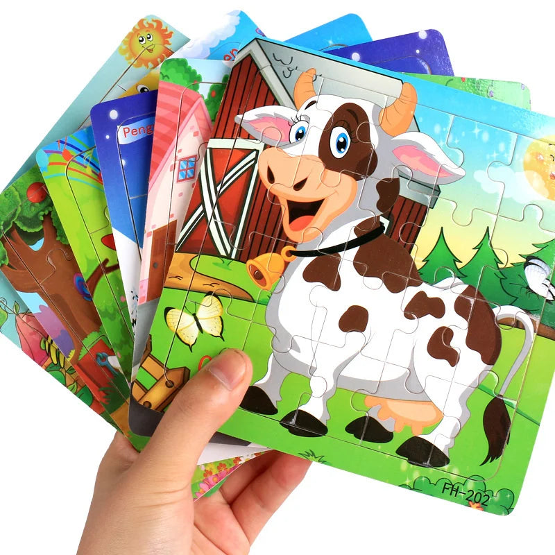 3D Houten Dierenpuzzel – 20 Stuks Cartoon Speelgoed (3-6 jaar)