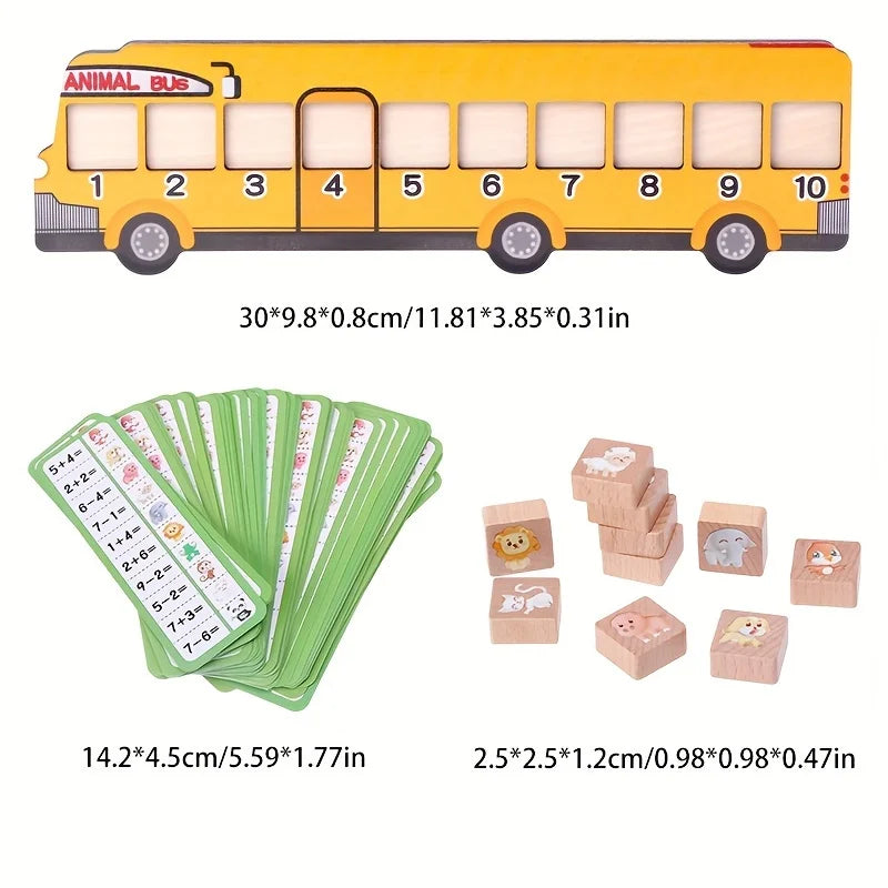 Montessori Houten Dieren Puzzel – Educatief Speelgoed Bus (2-6 jaar)v
