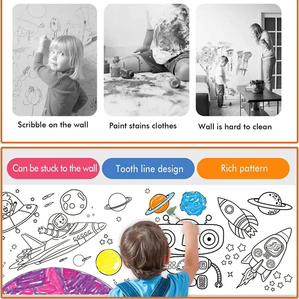 Tekenrol Kinderen 3m โ Graffiti DIY Knutselset met Stickers
