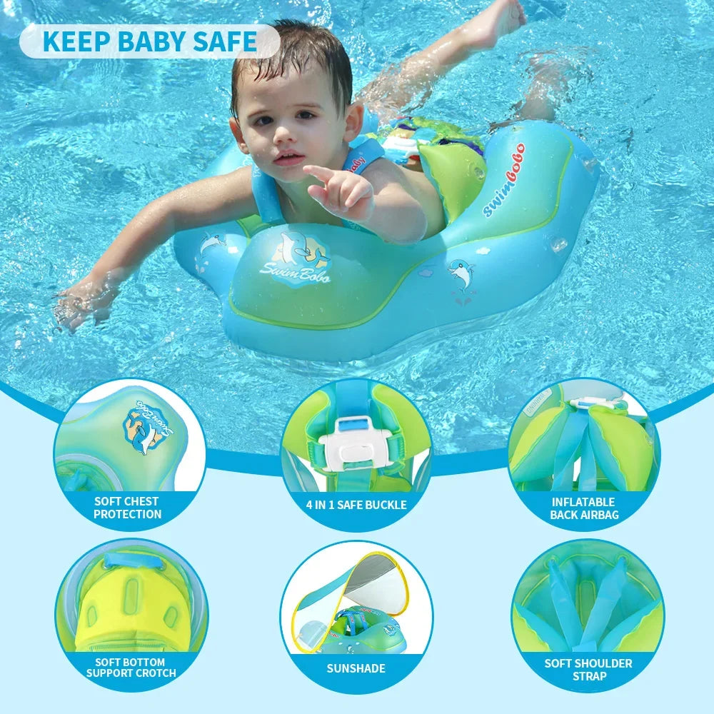 Opblaasbare Baby Zwemwagen met Zonnekap – Veilig & Comfortabel