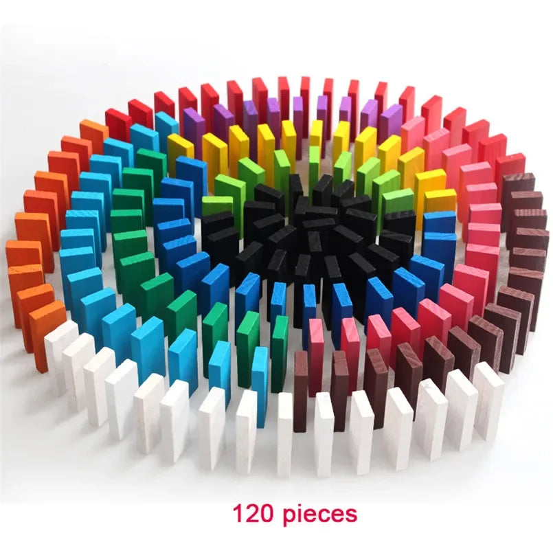 Regenboog Houten Domino Set – Montessori Speelgoed (120/240 stuks)
