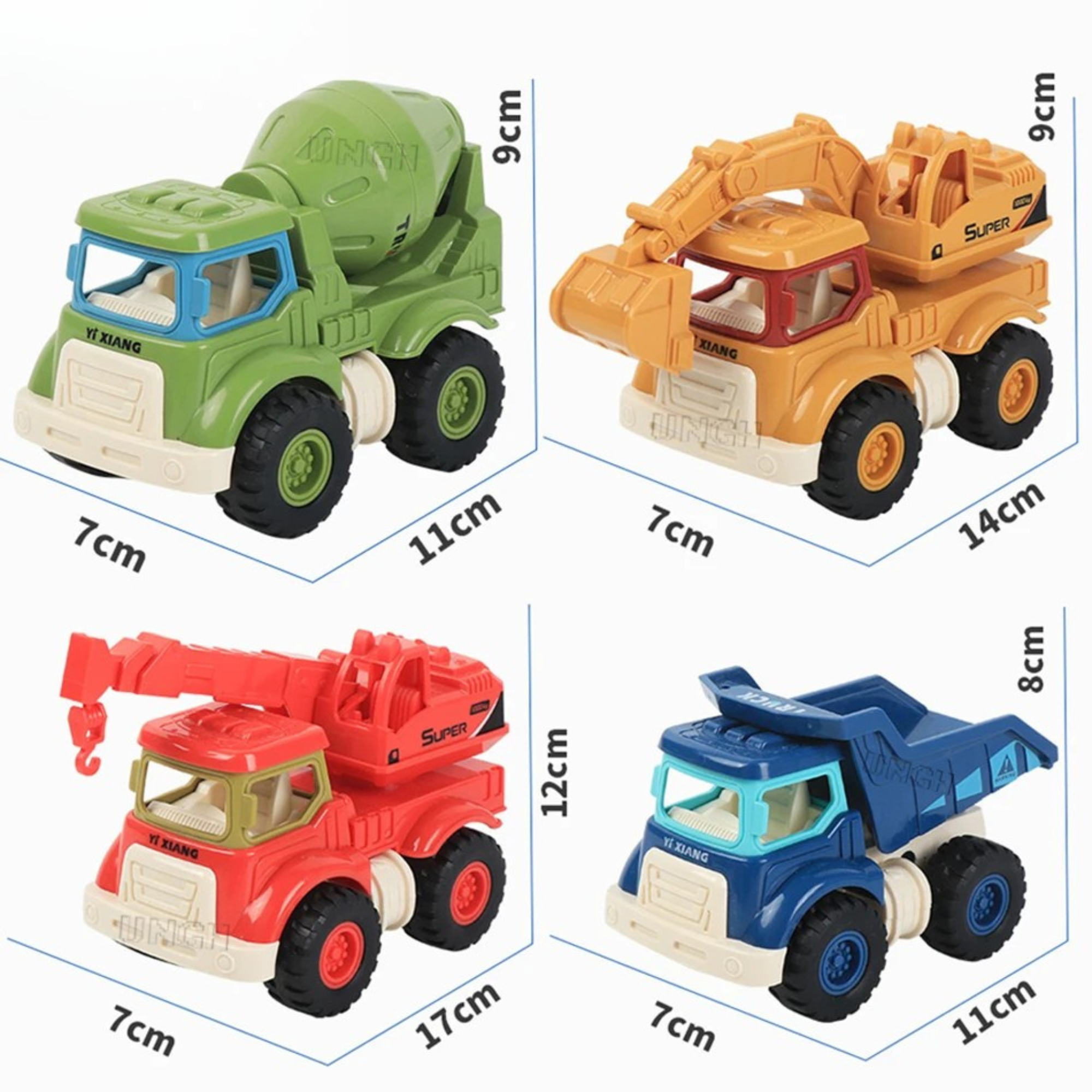 4 stks/set Leuke Techniek Diecast – Speelgoed voor kinderen | Kleine Spelers