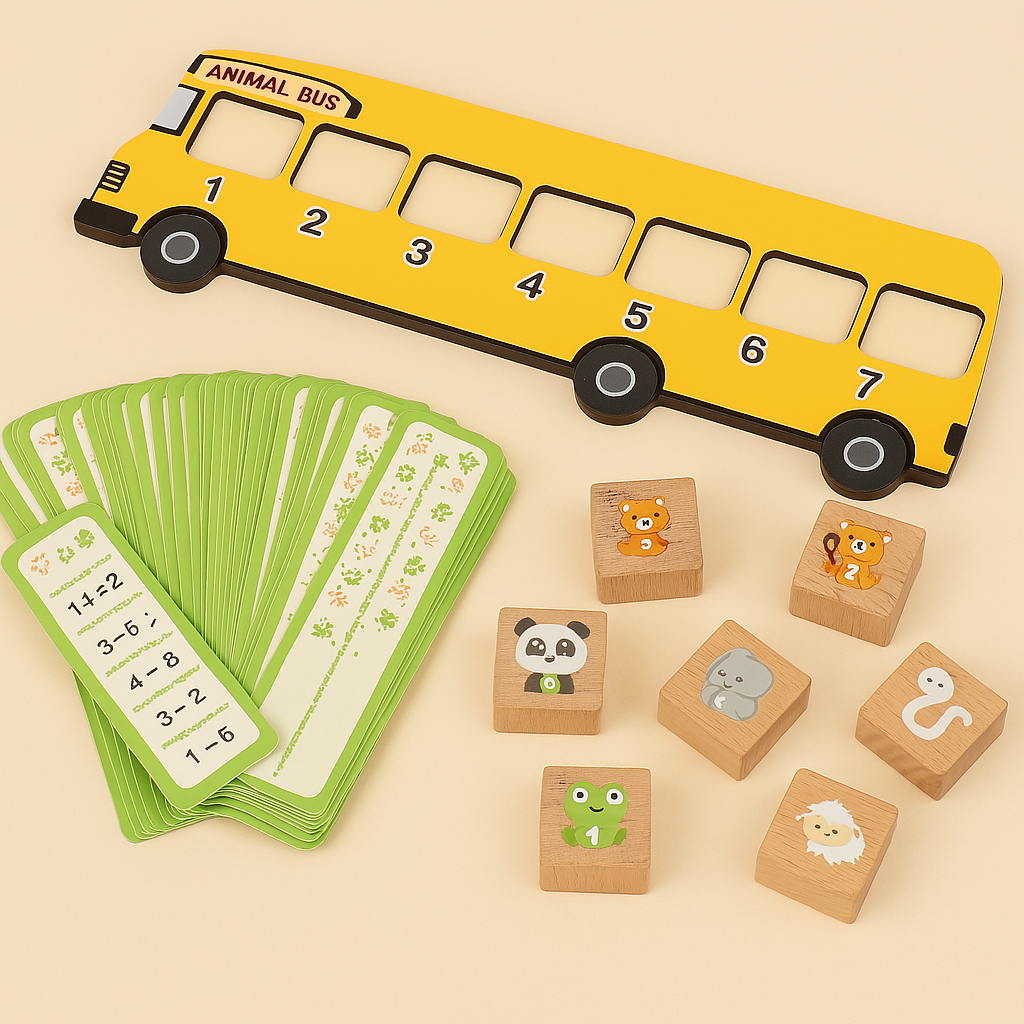 Montessori Houten Dieren Puzzel – Educatief Speelgoed Bus (2-6 jaar)v