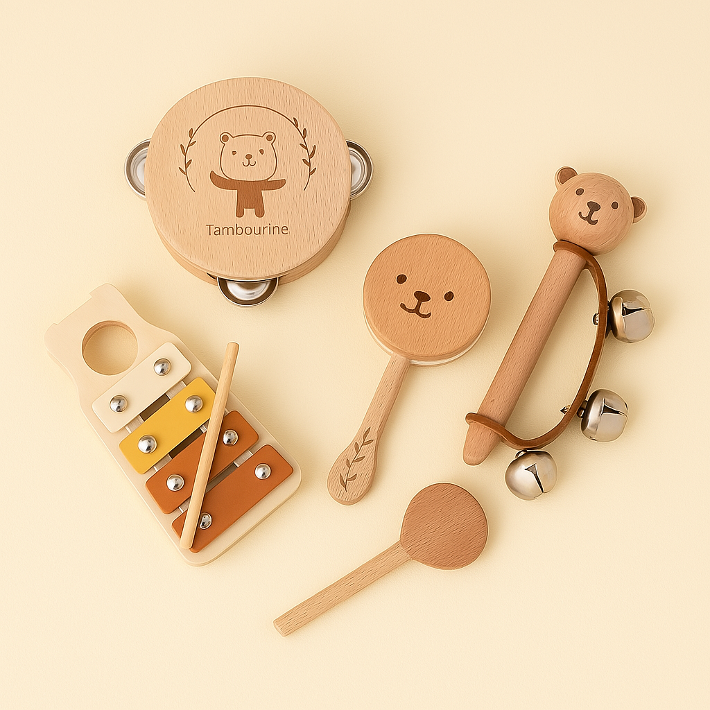 Muzikale Houten Rammelaar – Montessori Speelgoed voor Baby’s (0-3 jaar)
