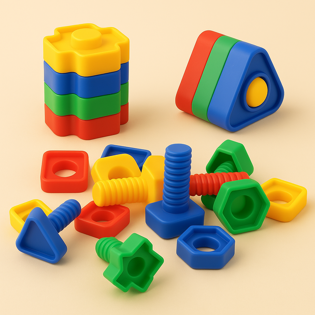 Bouwset met Plastic Moeren en Bouten – Educatief Constructiespeelgoed