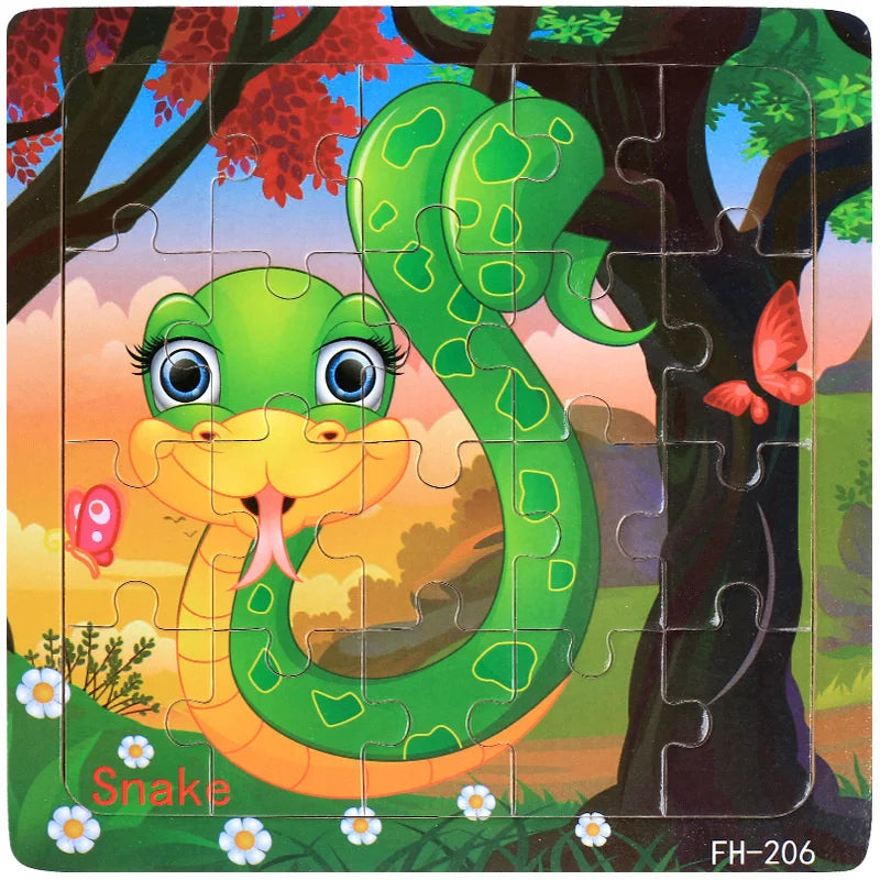 3D Houten Dierenpuzzel – 20 Stuks Cartoon Speelgoed (3-6 jaar)