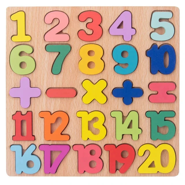 Houten Montessori Puzzel – Letters & Cijfers voor Kind (3-6 jaar)