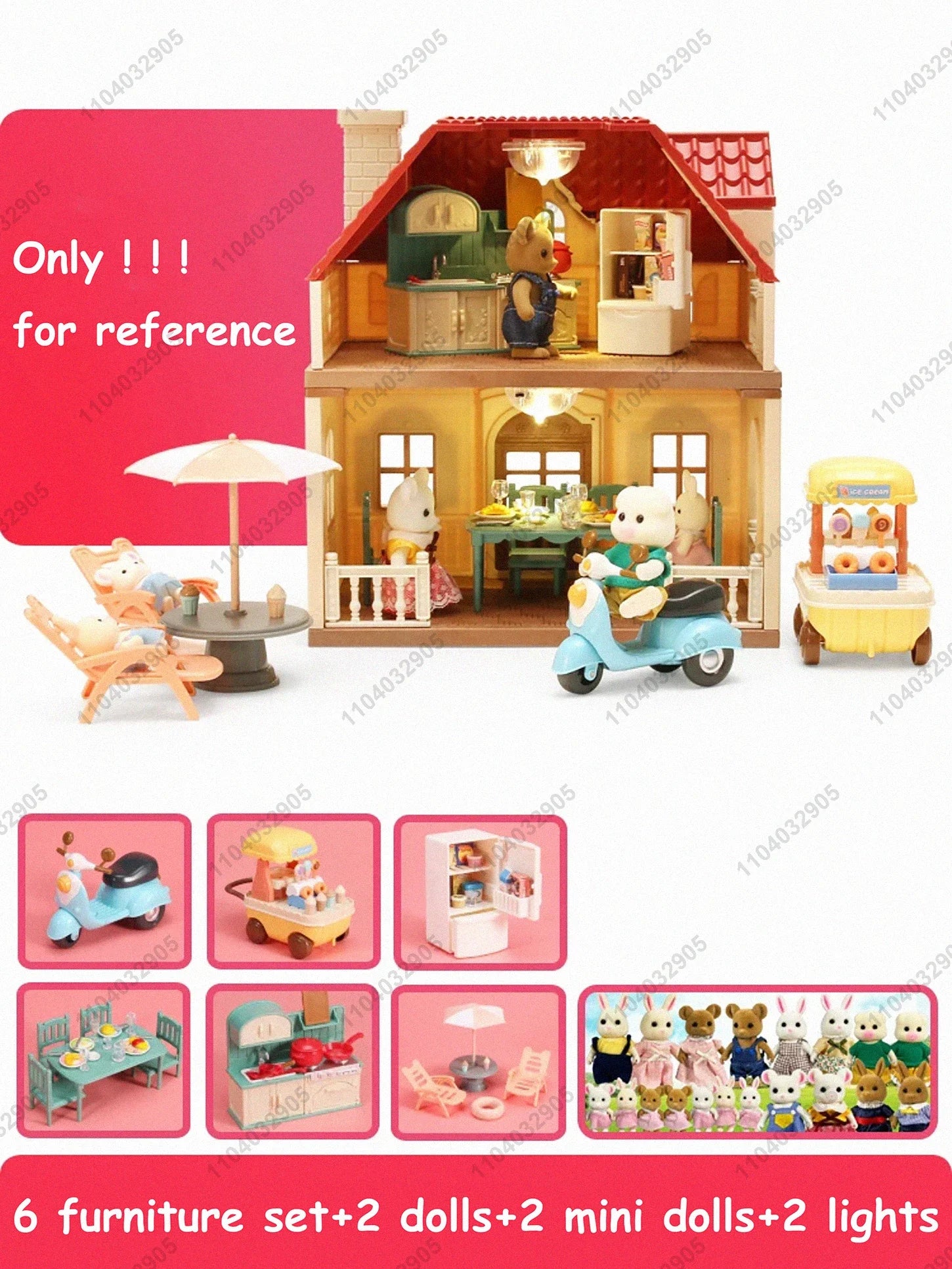 Miniatuur Dierenpoppenhuis – Bosfamilie Huis met Meubels & Dieren