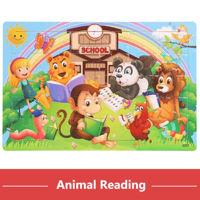 Montessori 3D Houten Puzzel – 30 Stuks Dierenbouwspel (3-6 jaar)