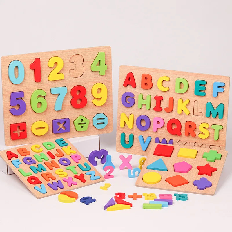 Houten Montessori Puzzel – Letters & Cijfers voor Kind (3-6 jaar)