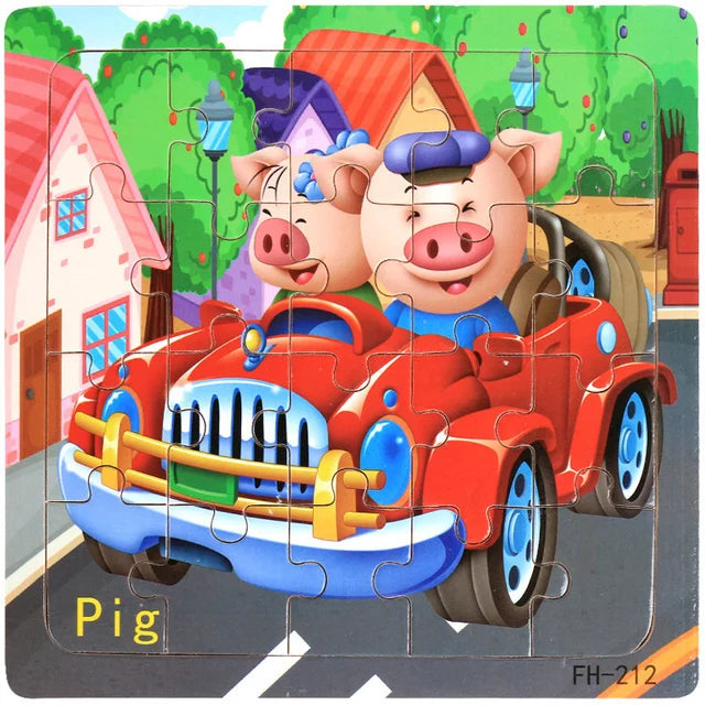 3D Houten Dierenpuzzel – 20 Stuks Cartoon Speelgoed (3-6 jaar)