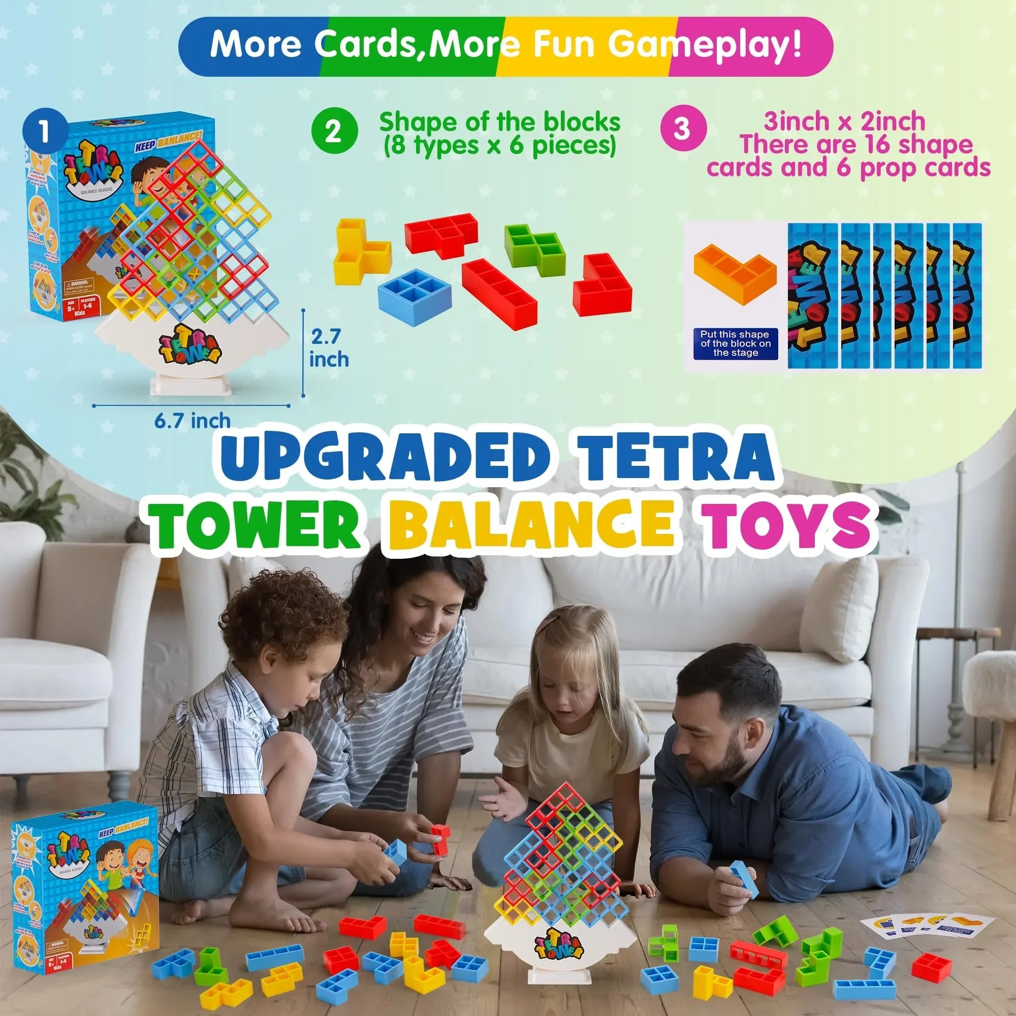 Tetra Tower Balanceer Spel – 48 Stuks Bouwstenen (14+ jaar)