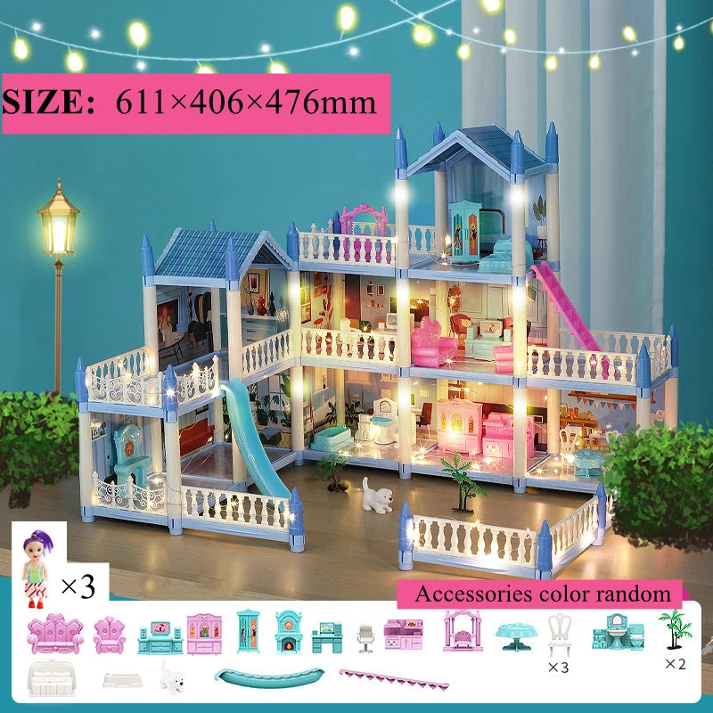 3D DIY Poppenhuis Set – Miniaturen met Meubels & LED Verlichting