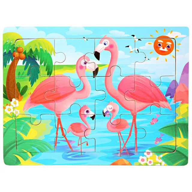 Montessori 3D Houten Puzzel – 30 Stuks Dierenbouwspel (3-6 jaar)