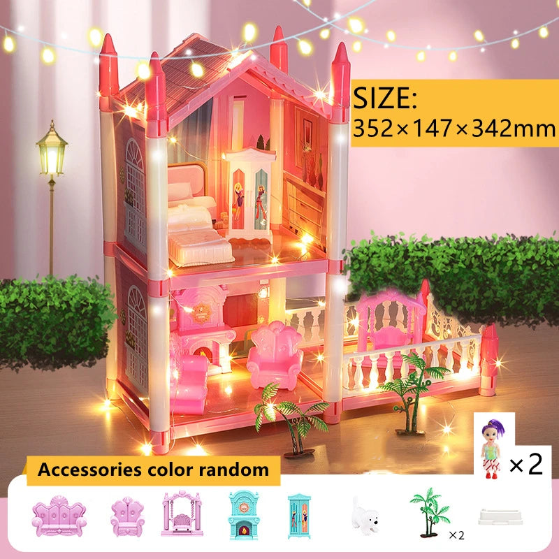 3D DIY Poppenhuis Set – Miniaturen met Meubels & LED Verlichting