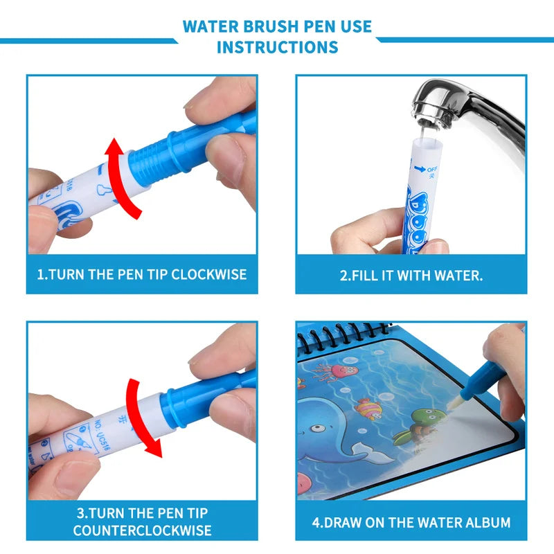 Magic Water Schilderboek – Herbruikbaar Kleurplezier voor Kinderen 0-6
