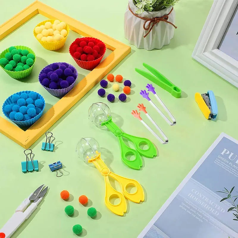 Regenboog Pompoms Telspel – Educatief Kleuren- en Telspeelgoed 3+