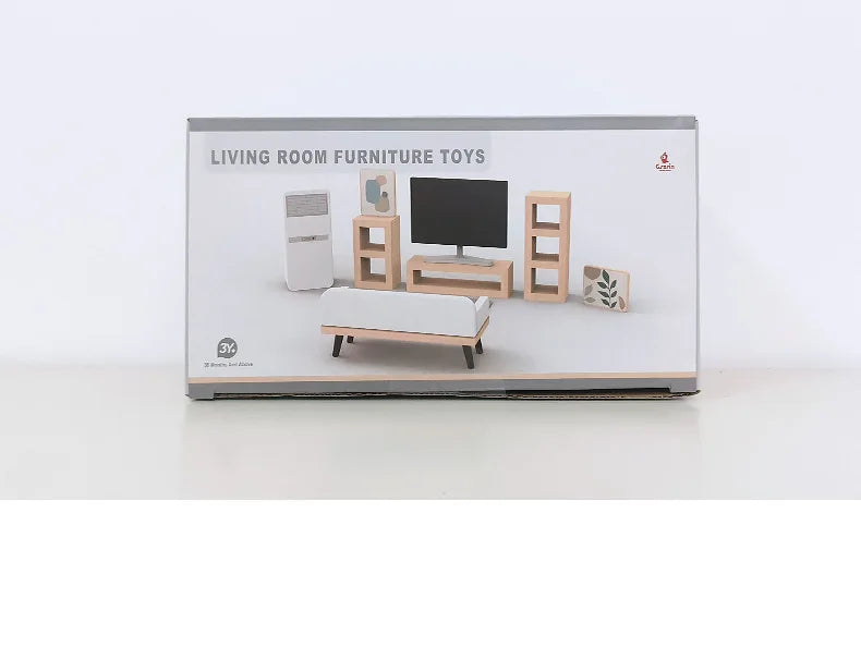 Modern Houten Poppenhuismeubilair – Keuken & Badkamer Set 3+
