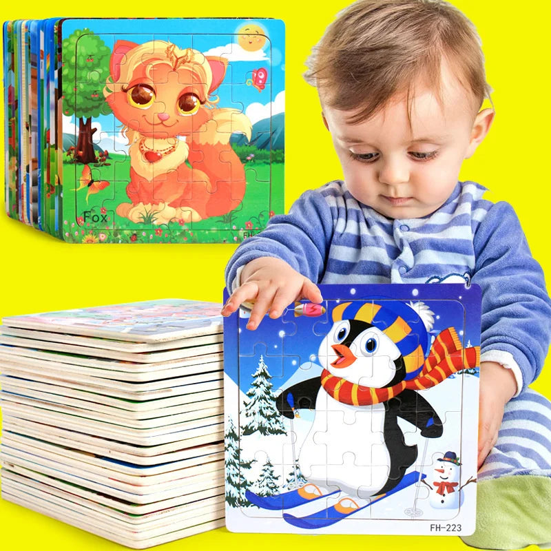 3D Houten Dierenpuzzel – 20 Stuks Cartoon Speelgoed (3-6 jaar)