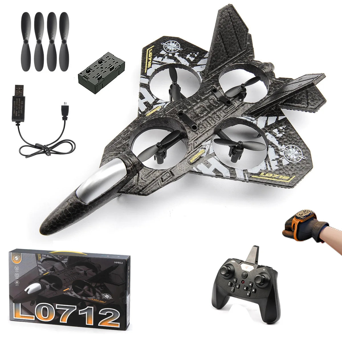 Mini RC Vliegtuig 2.4G – 360° Draaibaar & Zwaartekrachtbesturing