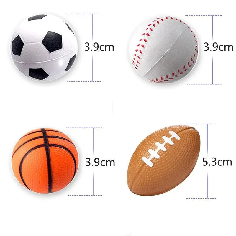 16 Mini Sponsballen in Sportvormen – Zacht Speelgoed voor Kinderen